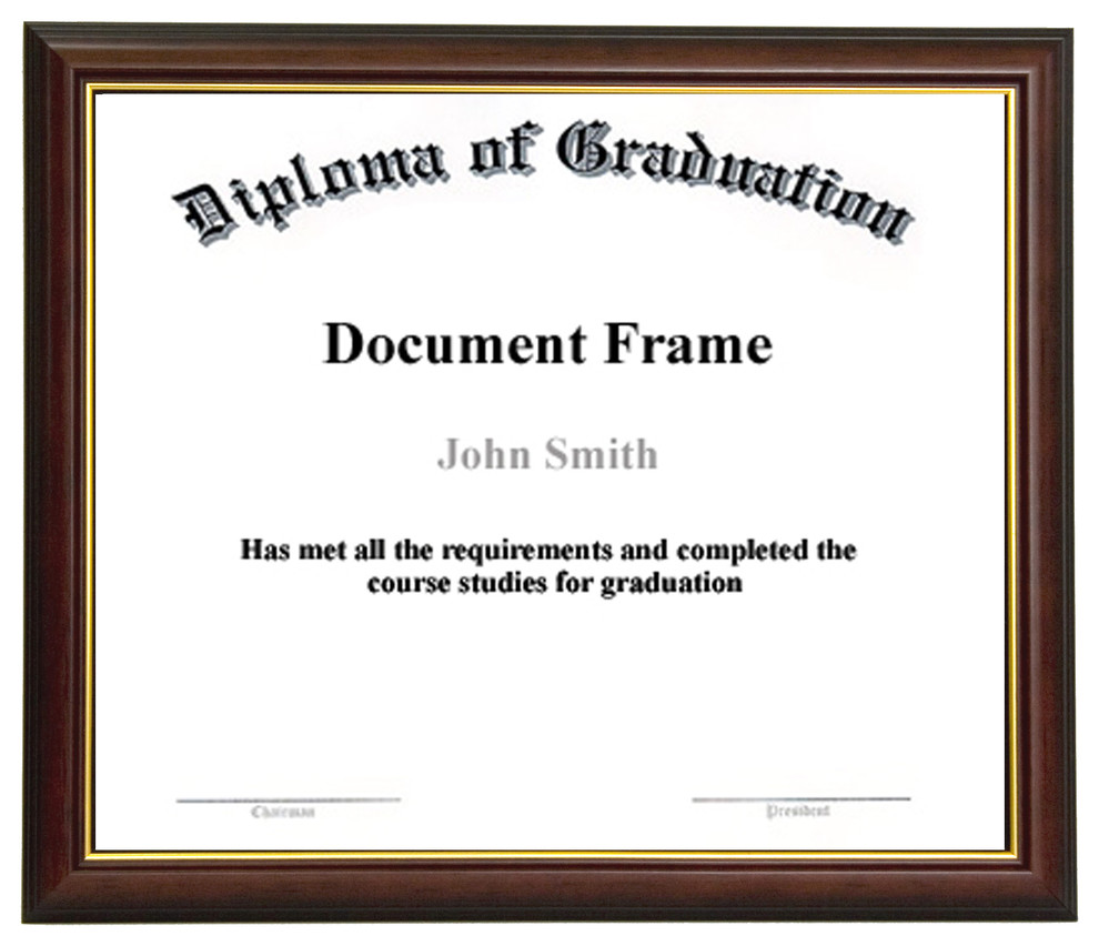 Diploma and Document Frame, Cherry Wood With Gold Lip, 7x9 ...