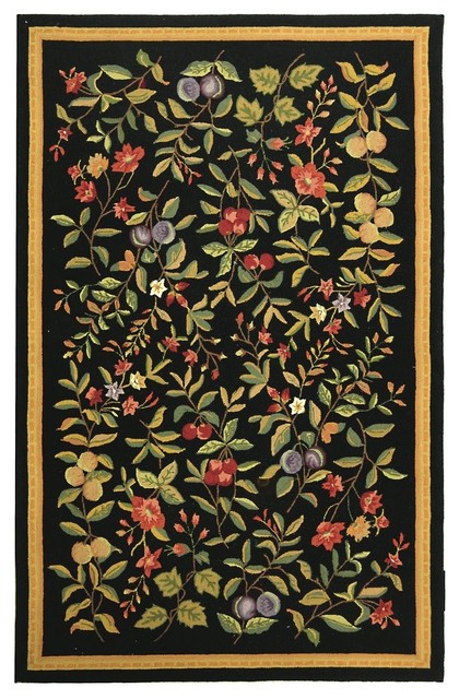 Country & Floral Chelsea Area Rug, Rectangle, Black, 6'x9'