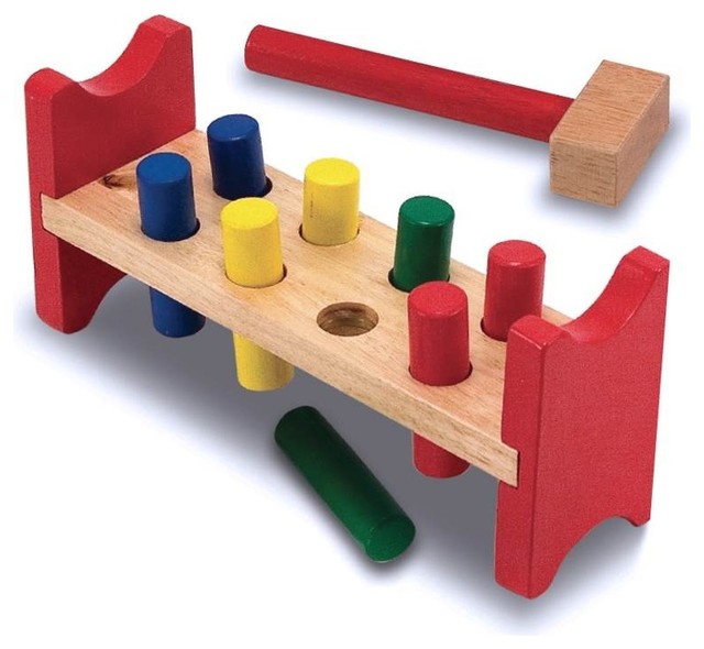 Pound A Peg Color Matching Wooden Bench Contemporary Kids Toys