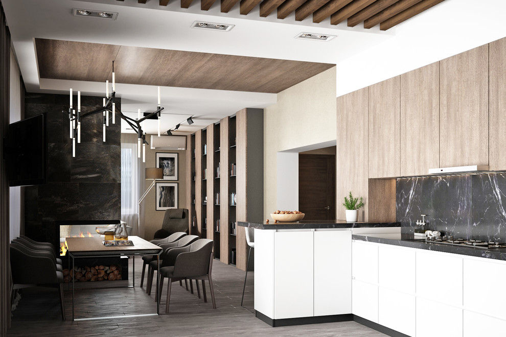 Дизайн кухни с гостинной