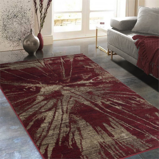 Allstar Rugs 5'x7' Rectangle Abstract Weathered Splatter Rug in Volcano ...