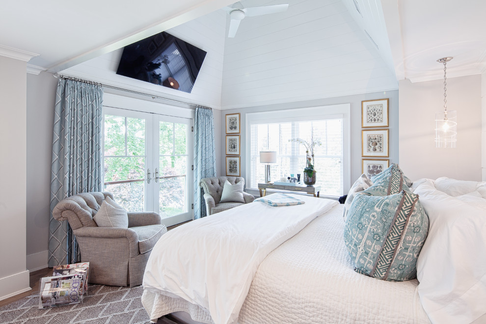 Design ideas for a transitional bedroom in New York.