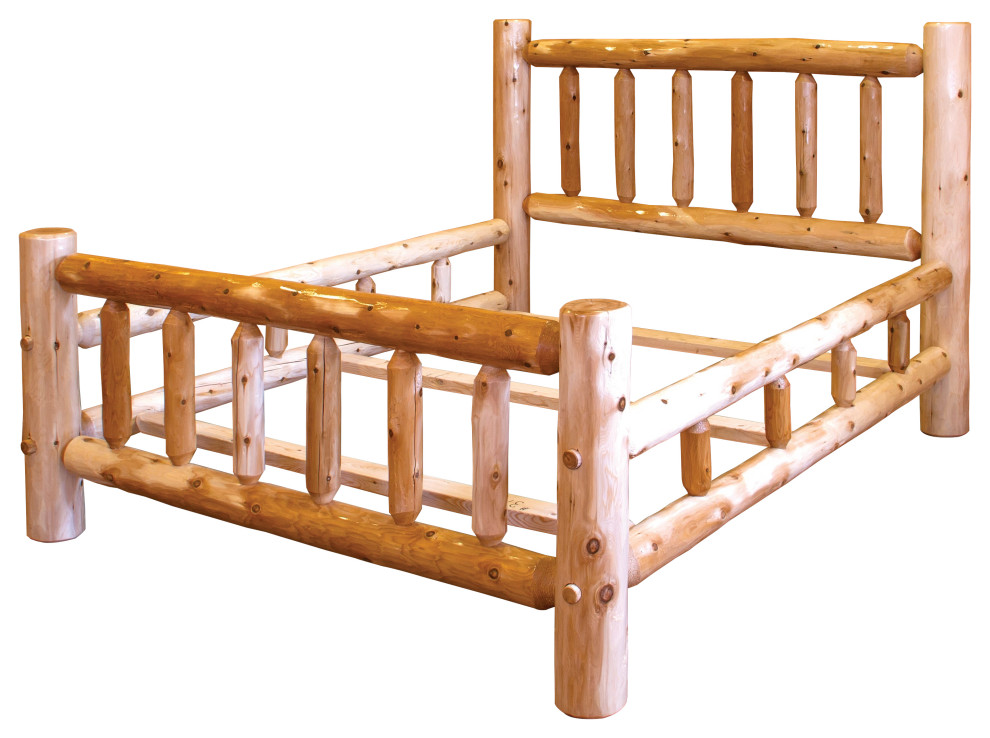 White Cedar Log Mission Bed with Double Side Rail