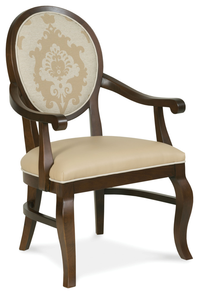 Oakland Arm Chair, 8794 Platinum Fabric, Finish: Walnut