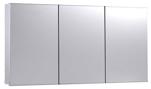 Tri-View Series Medicine Cabinet, 60"x36", Bright Annealed Stainless Steel Trim