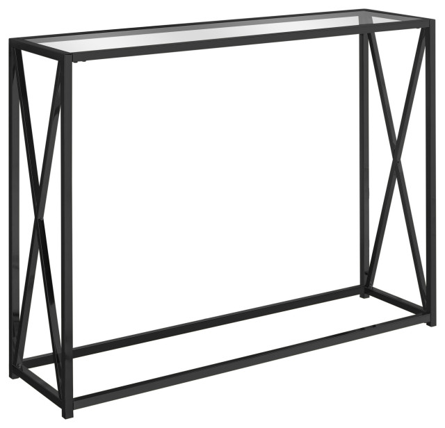 Monarch Contemporary Accent Table, Black/Clear Finish I 3449