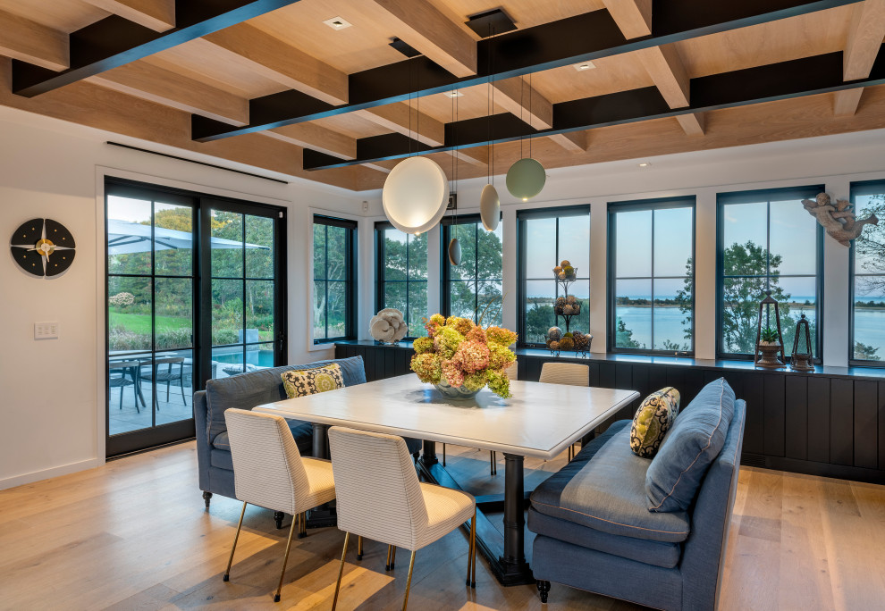 Inspiration for a transitional dining room remodel in Boston