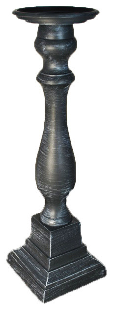 Powder Coated Aluminum Pillar Candle Holder, Blackwash, Medium