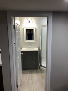Example of a transitional basement design in Toronto