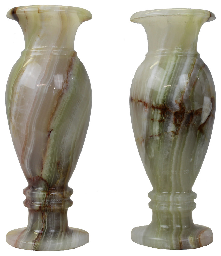 Natural Geo Decorative Handcrafted 8" Onyx Vase, Set of 2