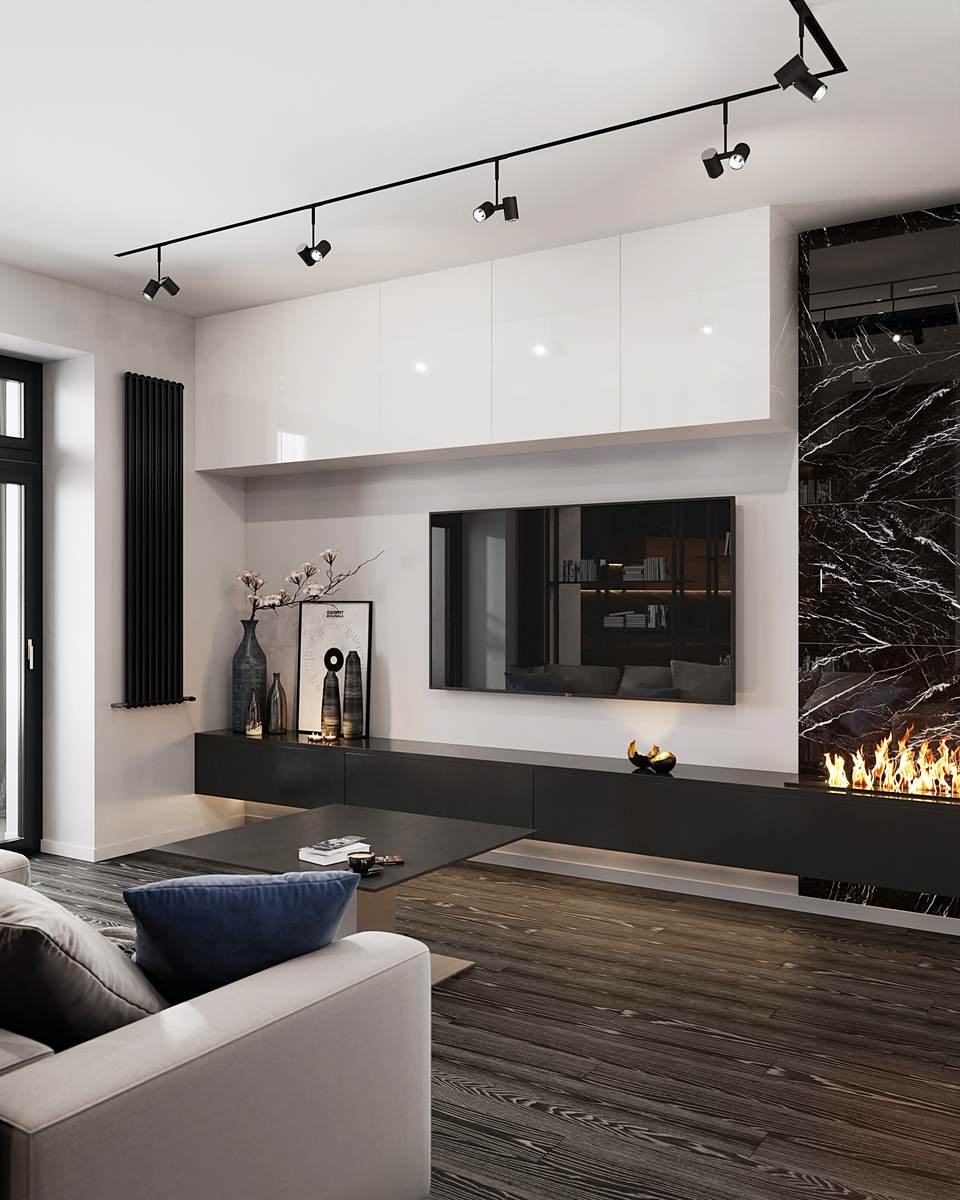 Интерьер квартиры в современном стиле, ЖК «Остров», 90 кв.м.