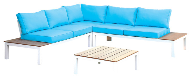 Upson Contemporary Patio Sectional And Table Set Upson Contemporary Patio Sectional And Table Set Blue White