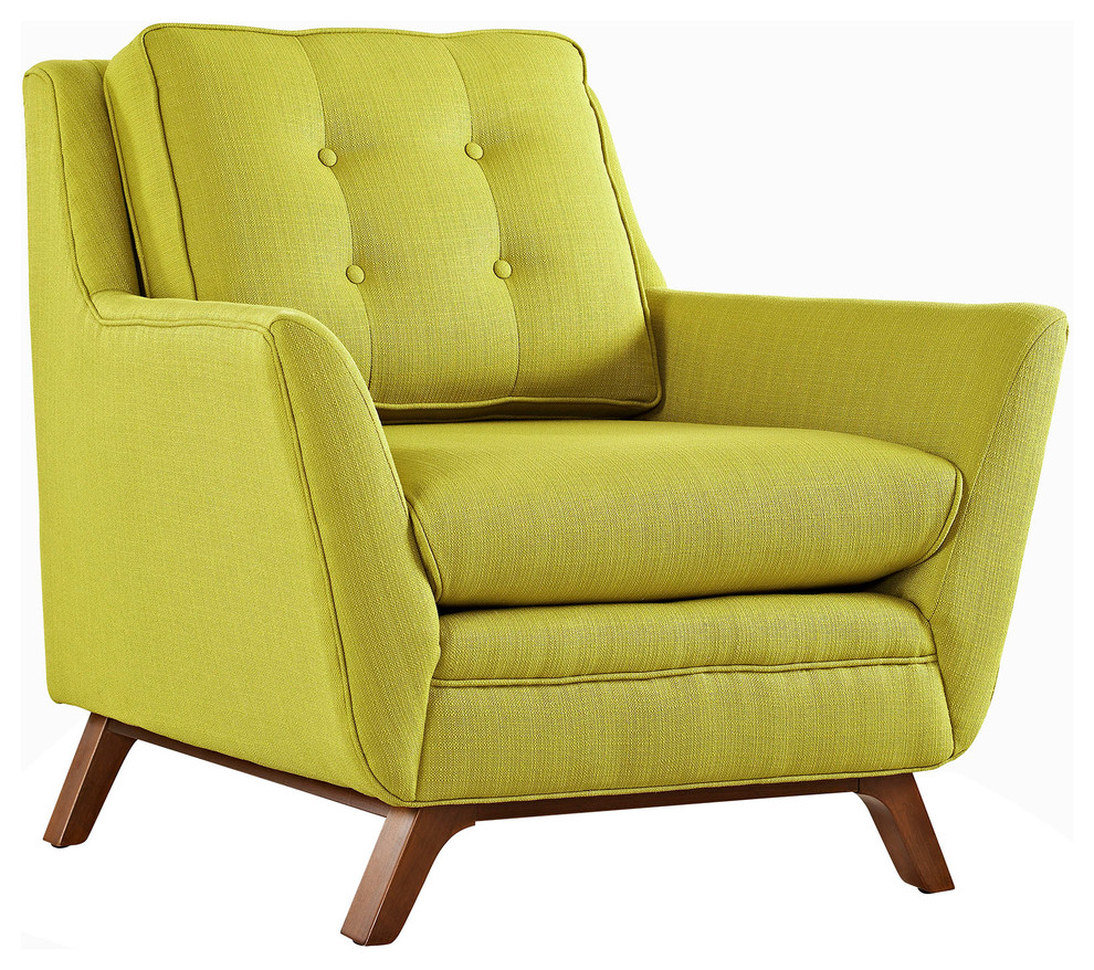 BEGUILE FABRIC ARMCHAIR (Lime Green) Midcentury Armchairs And