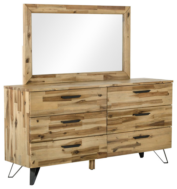 Modrest Sala Modern Light Wood Dresser And Mirror Set Rustic