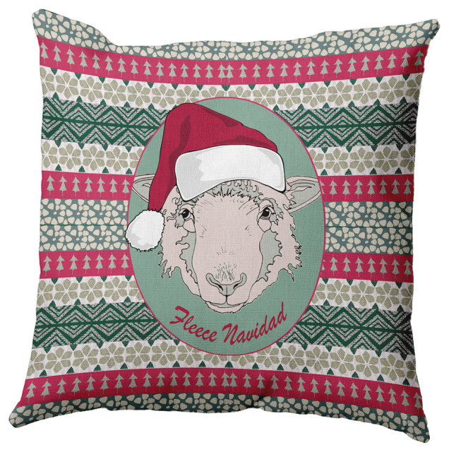 Fleece Navidad Accent Pillow, Green, 18"x18"