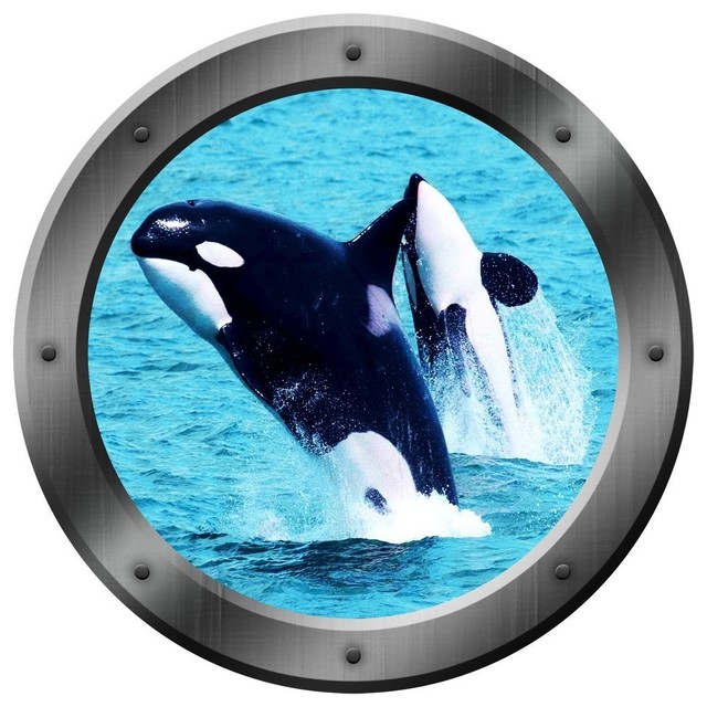 PNW Sticker Whale Sticker Coastal Mountain Orca Sticker Wildlife Decal Orca Sticker West Coast Sticker Mountain Scene Decal