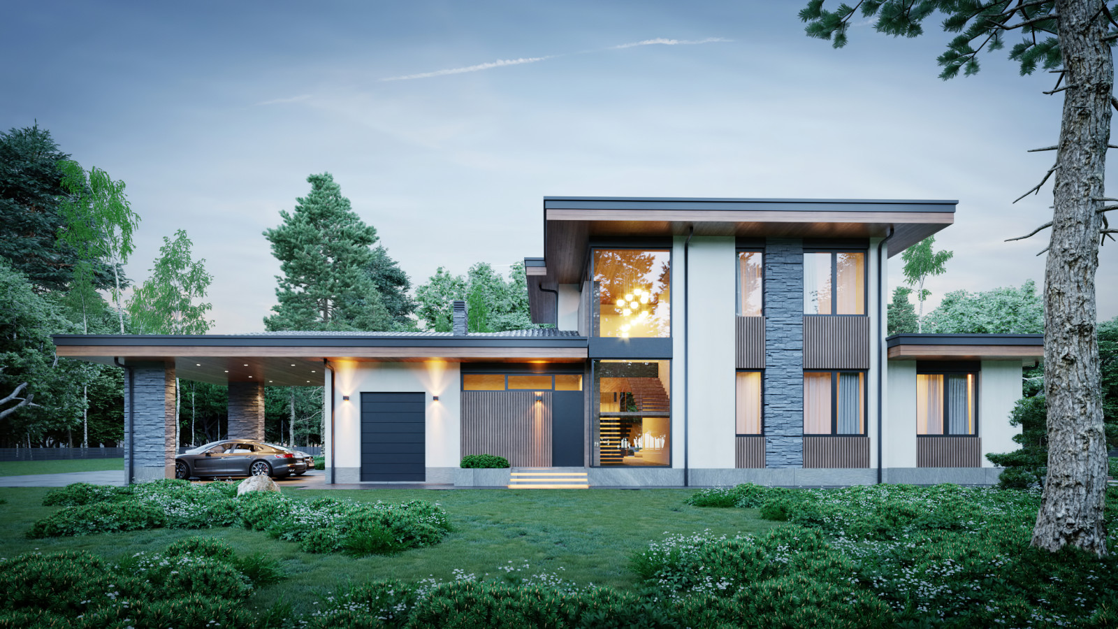 Проект индивидуального жилого дома и бани в КП "Руза Фэмили Парк"