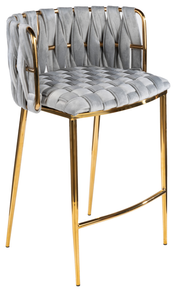 Milano Counter Chair Gray With Gold, Cream Bar Stools With Gold Legs