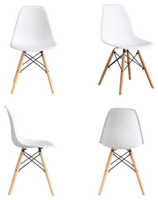 White Midcentury Natural Wood Metal Legs Dining Side Chairs White Midcentury Natural Wood Metal Legs Dining Side Chairs Set Of 4