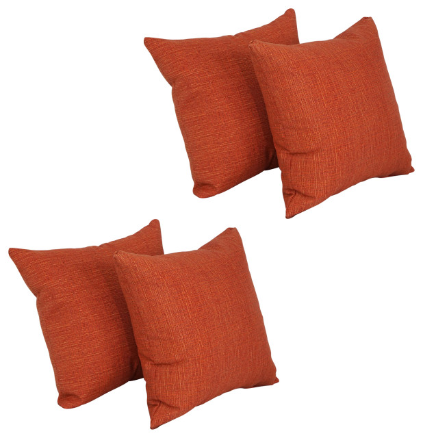 17" Square Polyester Outdoor Throw Pillows, Set of 4, Monti Russet