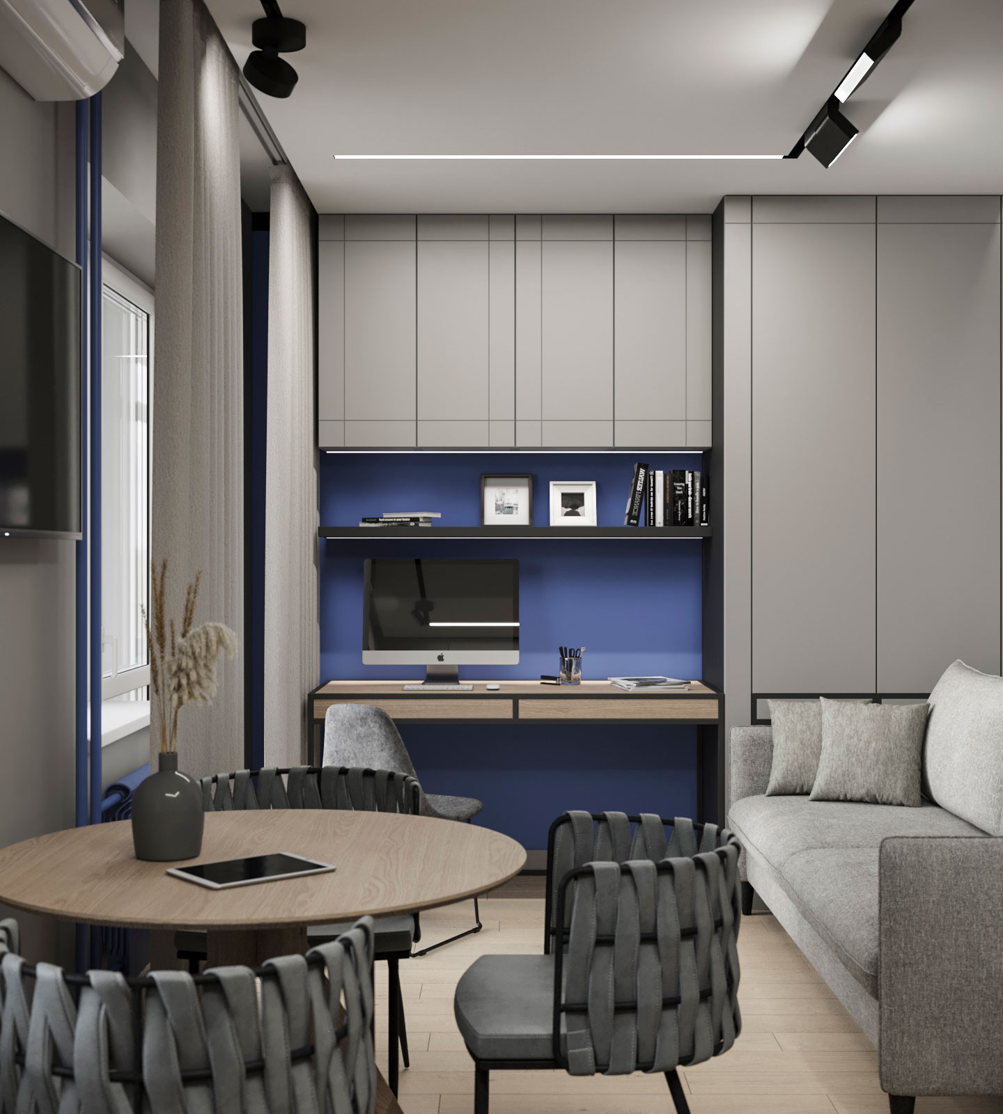 Студия для молодой семейной пары живущей в ритме и динамике