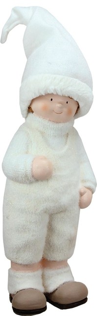 19" Winter Girl in White with Tall Hat Christmas Table Top Figure