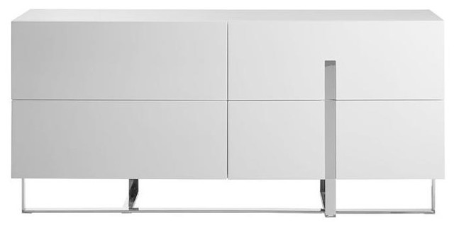 Collins High Gloss White Lacquer Dresser Contemporary Dressers