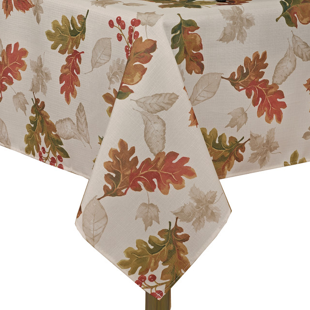 Swaying Leaves Allover Print Fall Tablecloth Farmhouse Tablecloths By Elrene Home Fashions Houzz