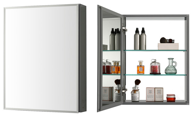 Aluminum Bathroom Medicine Cabinet, Recess Or Surface Mount, 16“x20"