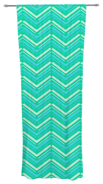 CarolLynn Tice "Symetrical" Teal Turquoise Decorative Sheer Curtain