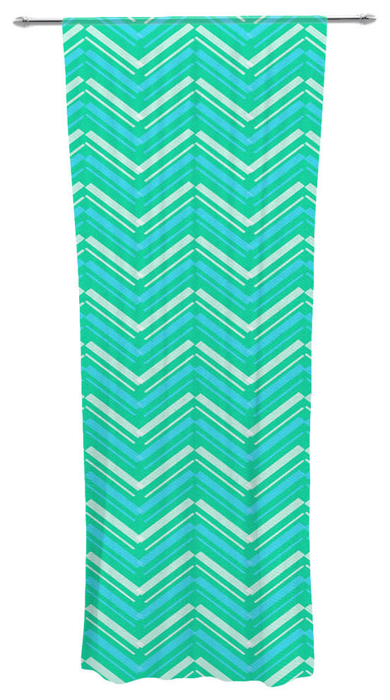 CarolLynn Tice "Symetrical" Teal Turquoise Decorative Sheer Curtain