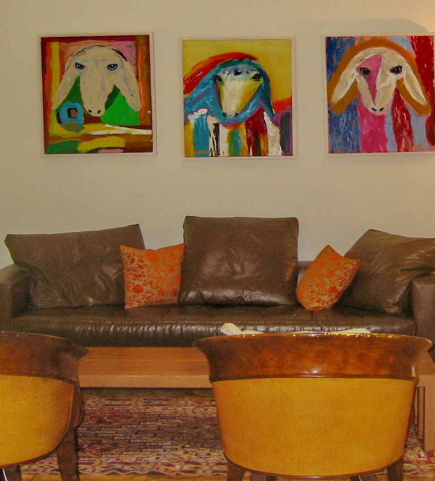 Eclectic living room in Tel Aviv.