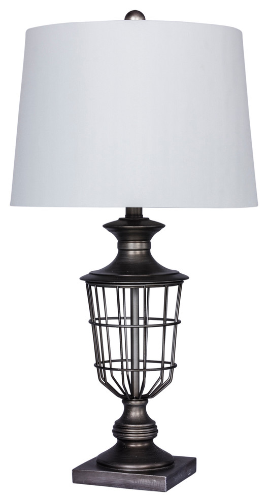 Fangio Lighting S 28 Open Metal Cage Urn Table Lamp Antique Silver