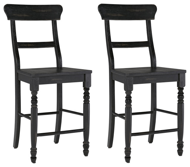 Savannah Court Set of 2 Counter Chairs, Antique Black