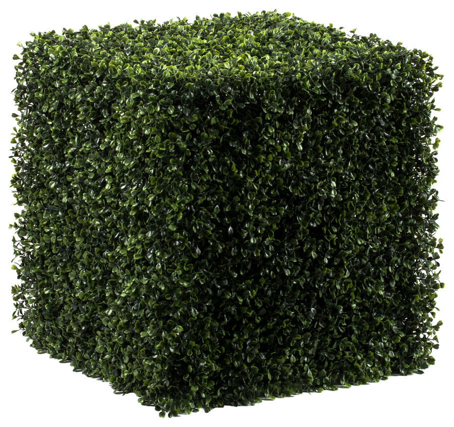 Vickerman Boxwood Cube UV, 20" Traditional Artificial Plants And