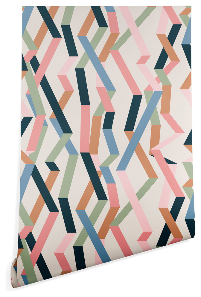 Deny Designs Mareike Boehmer Straight Geometry Ribbon Wallpaper, Beige, 2'x8'