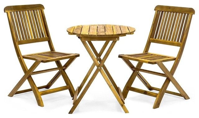 Bistro Set 3 Piece Folding Acacia Wood Round Table And 2 Chairs Outdoor Bistro Set 3 Piece Folding Acacia Wood Round Table And 2 Chairs Outdoor