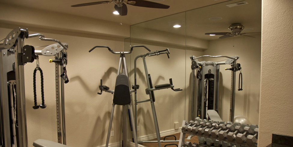 Inspiration for a rustic basement remodel in Denver