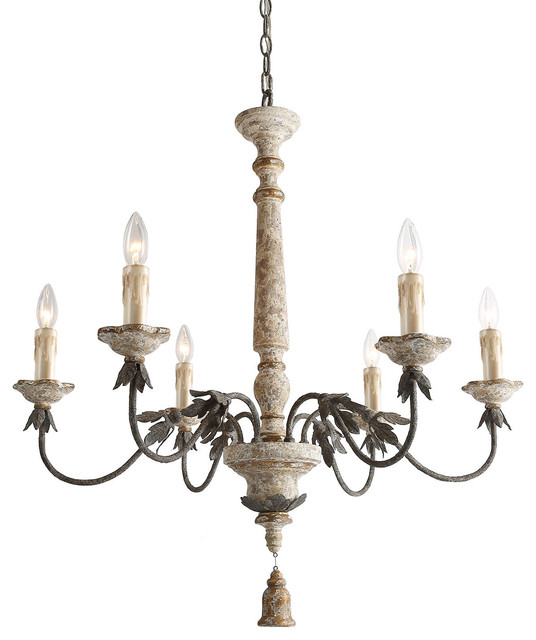 LNC 6-Light Retro-white Wooden Shabby-Chic French Country Chandelier ...