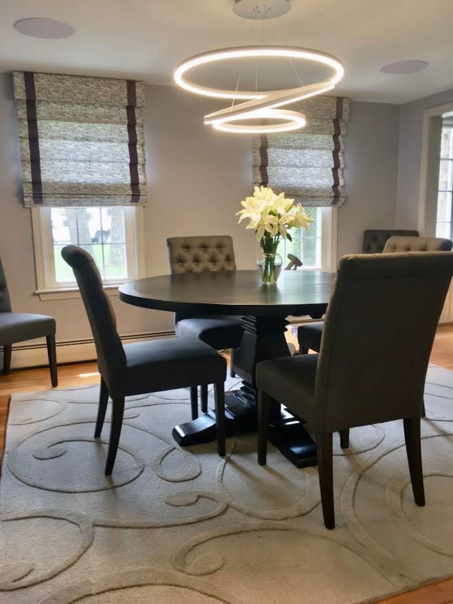 Roman Shades Complete Contemporary Dining Room