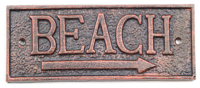 Rustic Copper Cast Iron Beach Sign 9/" Door Decor Beach Theme