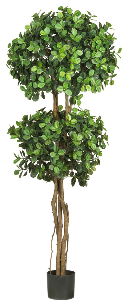 Decorative Artificial 5.5' Eucalyptus Double Ball Topiary Silk Tree Faux Plants 