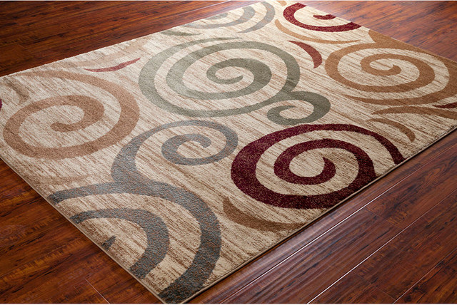 Chandra Ganesh Ganesh12 Rug Cream Burgundy Brown Green Contemporary Area Rugs By Buyarearugs Houzz