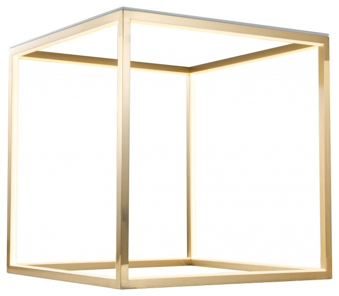 Gold Aluminum Frame LED Side Table Lamp With Clear Glass Top