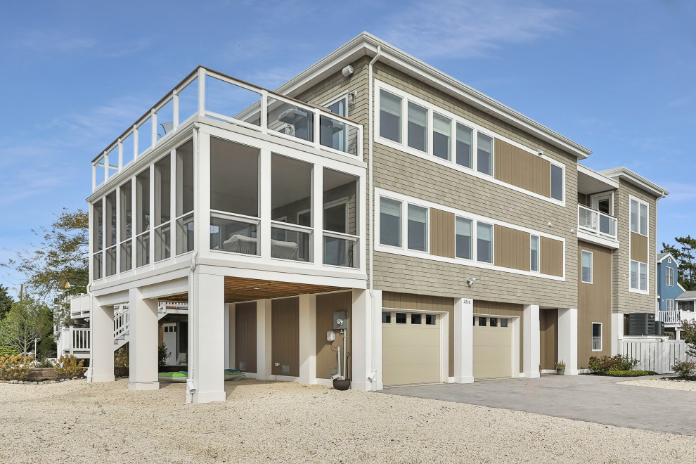 Photo of a large beach style exterior in Austin.