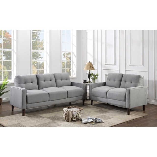 Pemberly Row 2-Piece Upholstered Fabric Sofa Set with Track Arms in ...