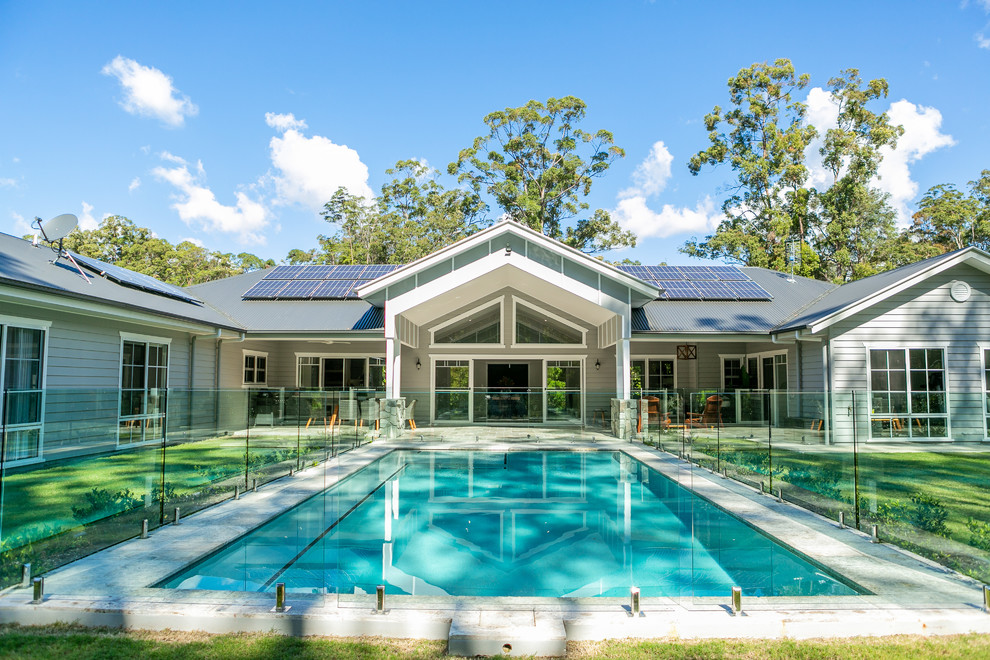 Inspiration for a transitional backyard rectangular lap pool in Sunshine Coast.