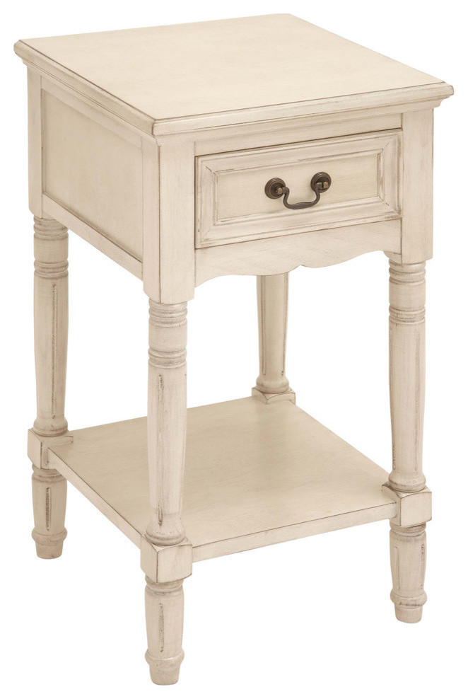 Traditional Cream Wood Accent Table 96199 French Country Side