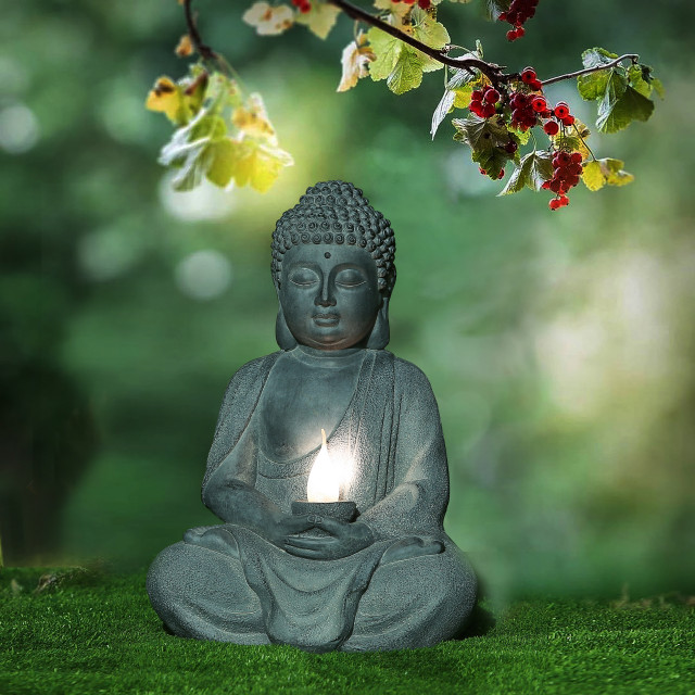 Meditating Buddha Statue with Solar Light