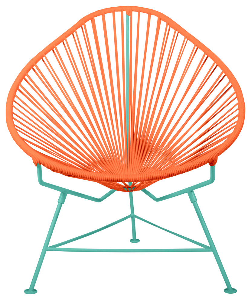 Acapulco Indoor/Outdoor Handmade Lounge Chair New Frame Colors, Orange Weave, Mint Frame